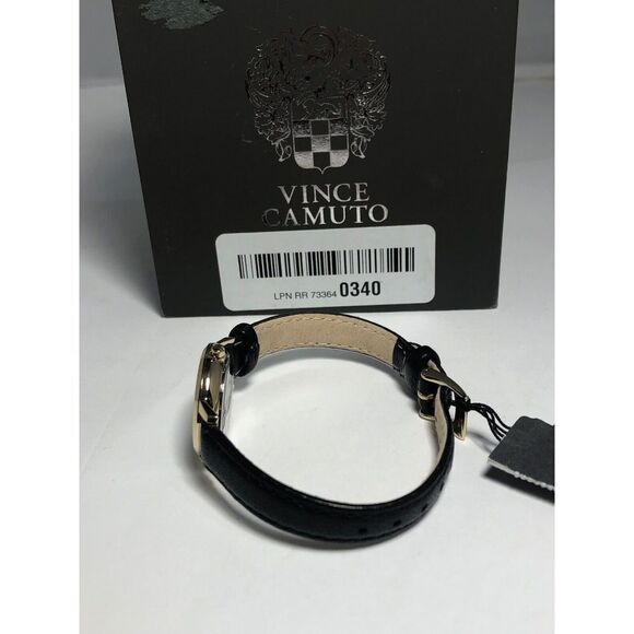 Vince Camuto VC5352 Unisex Black Leather Analog Black Dial Quartz Watch BW114 - Picture 9 of 10